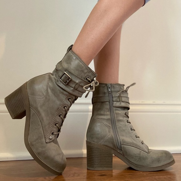 Heeled Combat Boots - Picture 2 of 6